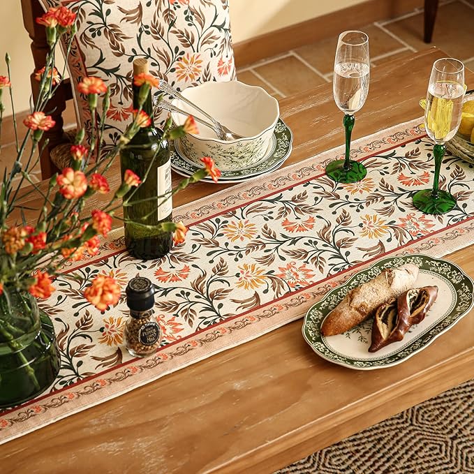 ISAENNE Designer French Elegant Linen Table Runner 102 Inches Long, Farmhouse - Image 9