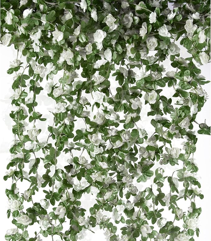 6 Pcs x 8.2 ft Flower Garland Artificial Rose Vine Flowers by PONKING