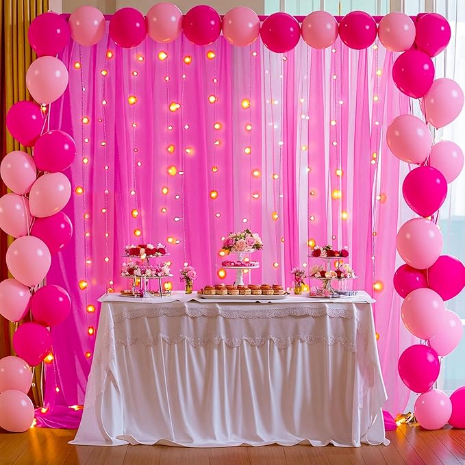 10x10ft Hot Pink Tulle Backdrop Curtain - Image 8