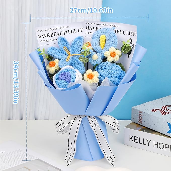 Crochet Flowers Bouquet, Handmade Crochet Flowers Knitted Bouquet, Tulips - Image 4