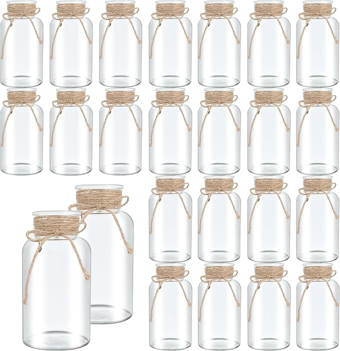 Vintage Glass Flower Vase，24 Pack Farmhouse Transparent White Glass Centerpiece by LEYIQUCHAMPAGNEWINEGLASSES