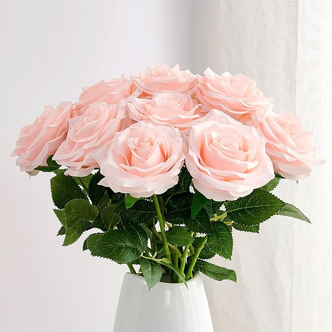 Artificial Rose 10pcs Open Flower Bouquet Faux Rose Stems - Image 3