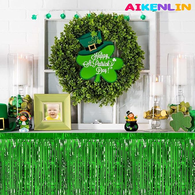 6 Pack 29x108 Inch Metallic Foil Fringe Tinsel Table Skirts Banner - Image 5