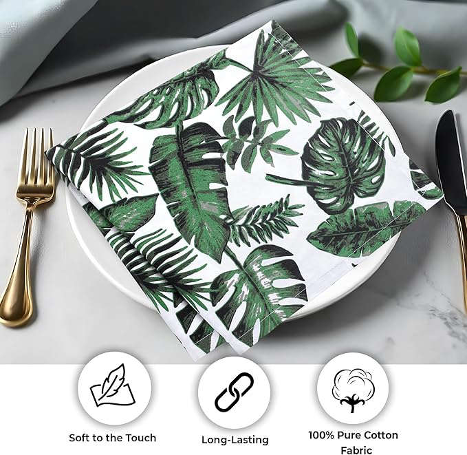 Urban Villa Cloth Napkins Tropical Print 100% Cotton Absorbent Dinner Napkins - Image 7