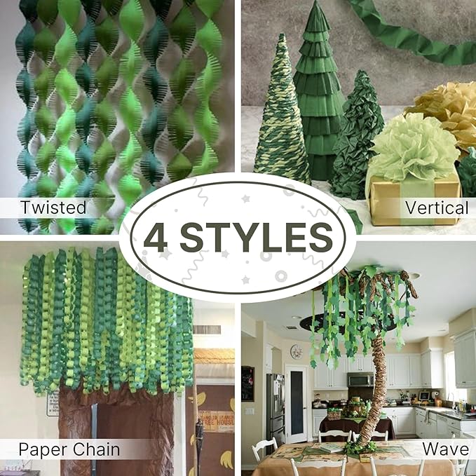 PartyWoo Sage Green Crepe Paper Streamers 4 Rolls 328 ft Pack of Hunter Sage - Image 6