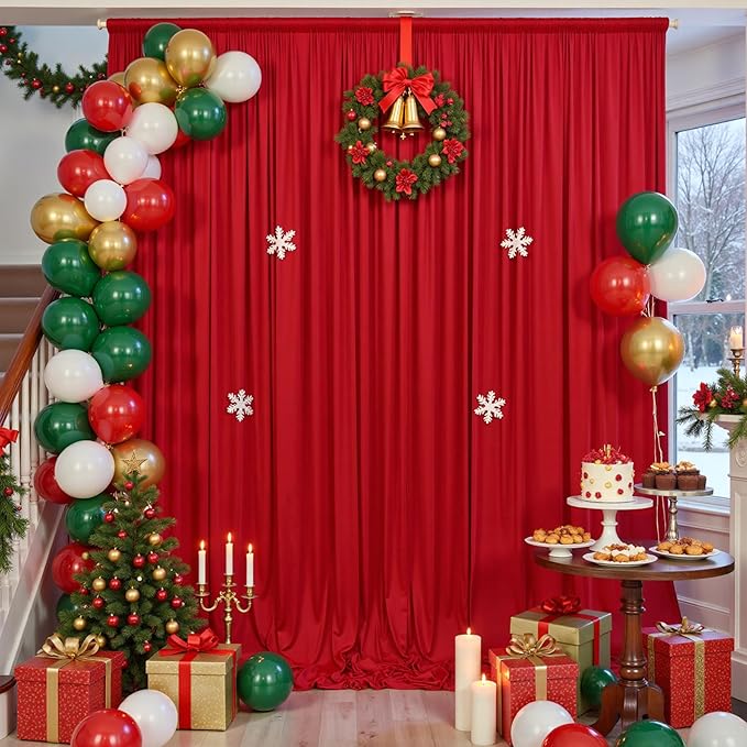 10×14ft Wrinkle Free Red Backdrop Curtain - Image 8