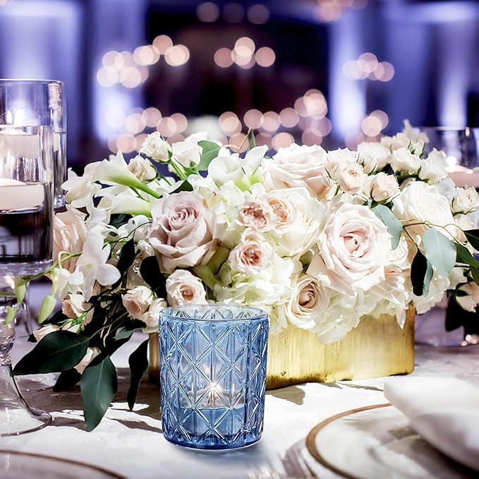 24pcs Blue Votive Candle Holders, Glass Votives Candle Holder in Bulk - Image 5