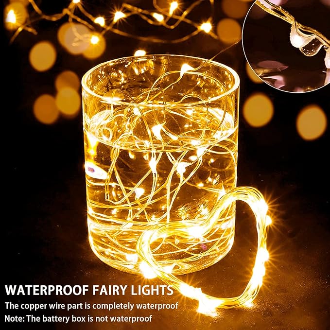 24 Pack Yellow Fairy Lights 7Ft 20 LED Twinkle String Lights 3 Modes Battery - Image 2