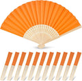 JOHOUSE 12 Packs Paper Folding Hand Fans, 8.3 Inch Orange Paper Fans Handheld by JOHOUSE