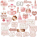 60th Birthday Party Photo Booth Props and Signs, Rose Gold 60 Birthday Party by BRT+Bearingshui