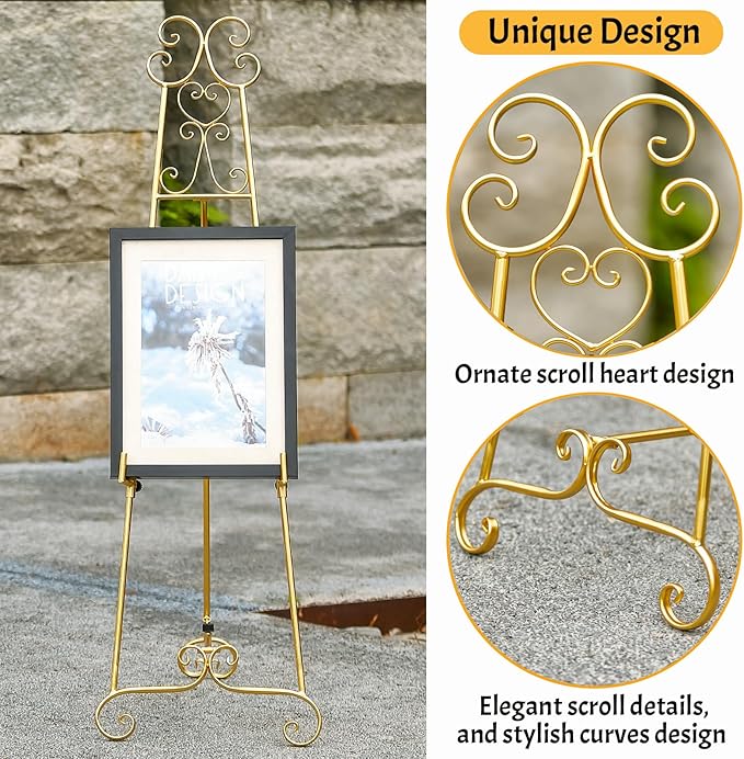 Metal Large Free Standing Adjustable Display Stand Scroll Easel - Image 3