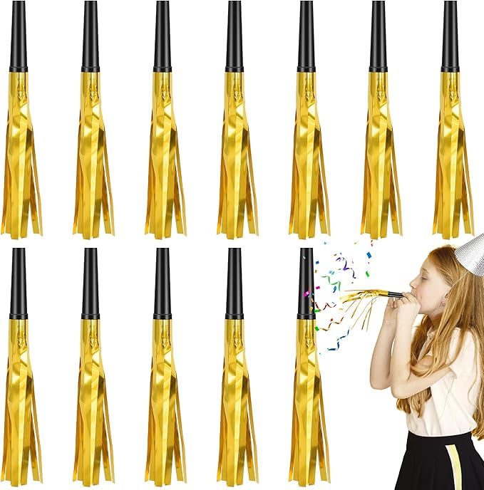 12 Pcs Glitter Noise Makers Metallic Fringed Party Blower by Twavang