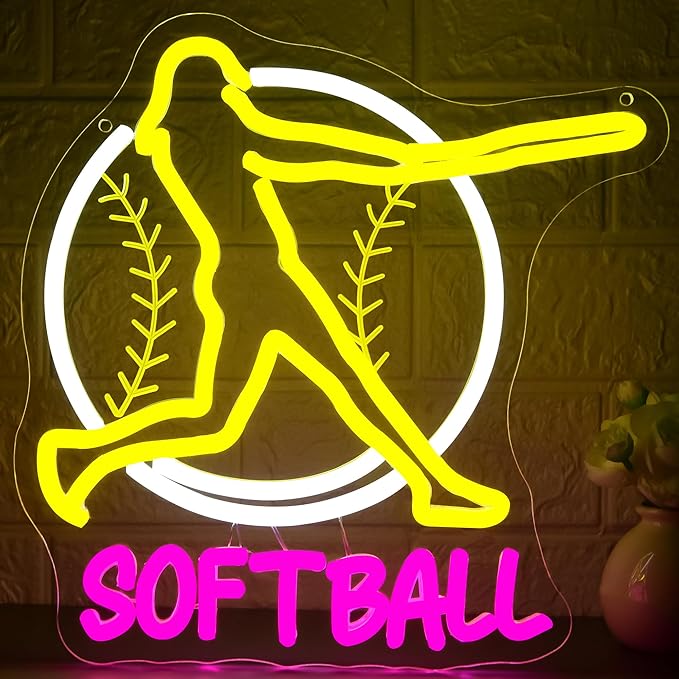 Softball Neon Sign for Wall Decor Dimmable Softball Party Neon Light for Girls by FuzuneliDimmableLEDNeon