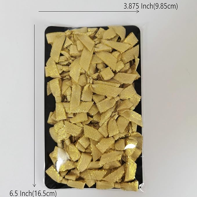 50pcs/pak 1-1/2" Mini Metallic Gold Ribbon Bows Without Twist Ties - Image 4