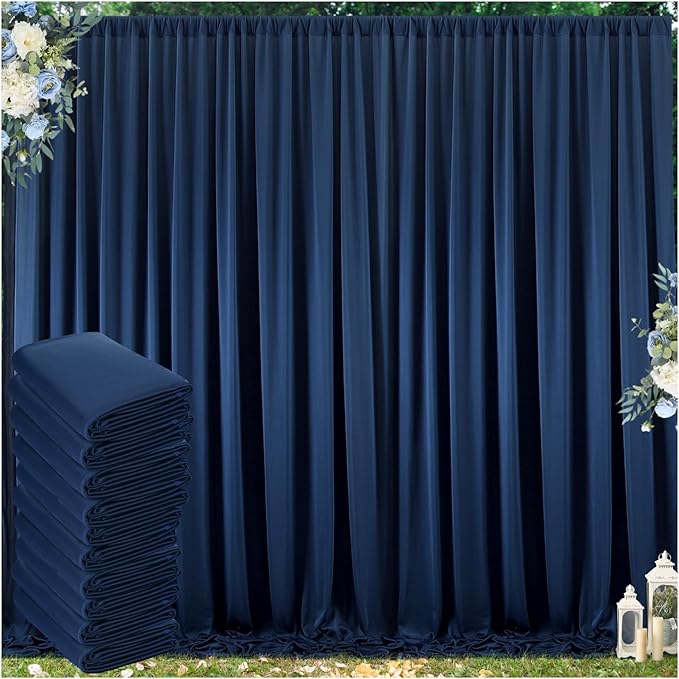 50 ft x 10 ft Wrinkle Free Navy Blue Backdrop Curtain by Outpain