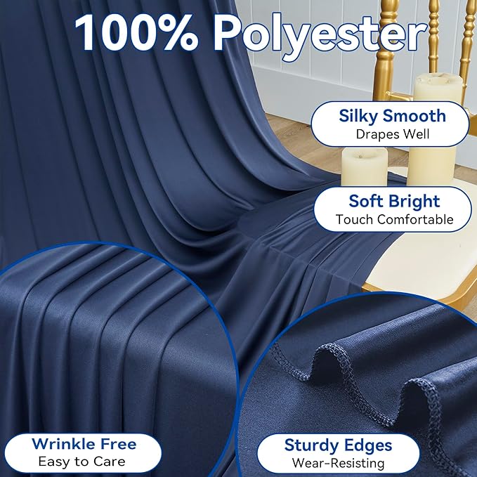20×12ft Navy Blue Wrinkle Free Backdrop Curtain - Image 2