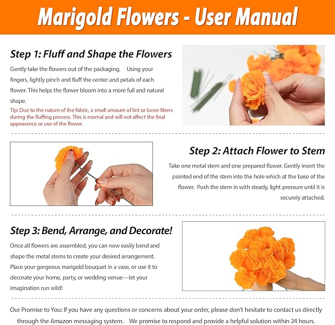 80 Pcs Artificial Marigold Flowers, Indian Wedding, DIY Wreath Garland - Image 5