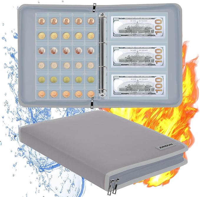 Coin Collection Book Holder for Collectors, 300 Pockets Fireproof Coins by JUNDUN