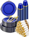 Goodluck 350 Piece Clear Blue Plastic Dinnerware Set by GoodLuck