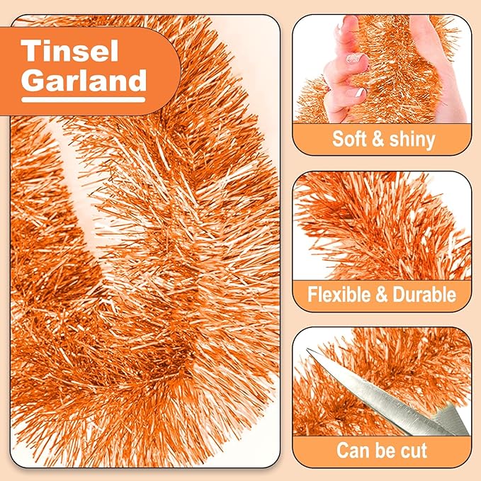 Macaron Metallic Twist Tinsel Garland - 25ft Wall Hanging Backdrop - Image 3