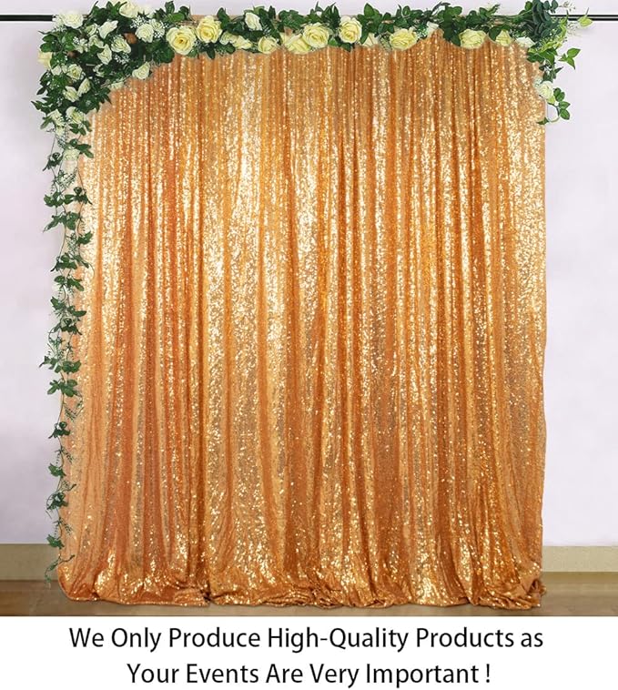 ShinyBeauty Gold Sequin Backdrop Curtain | 2 Panels 5FTx10FT Glitter Wedding - Image 2