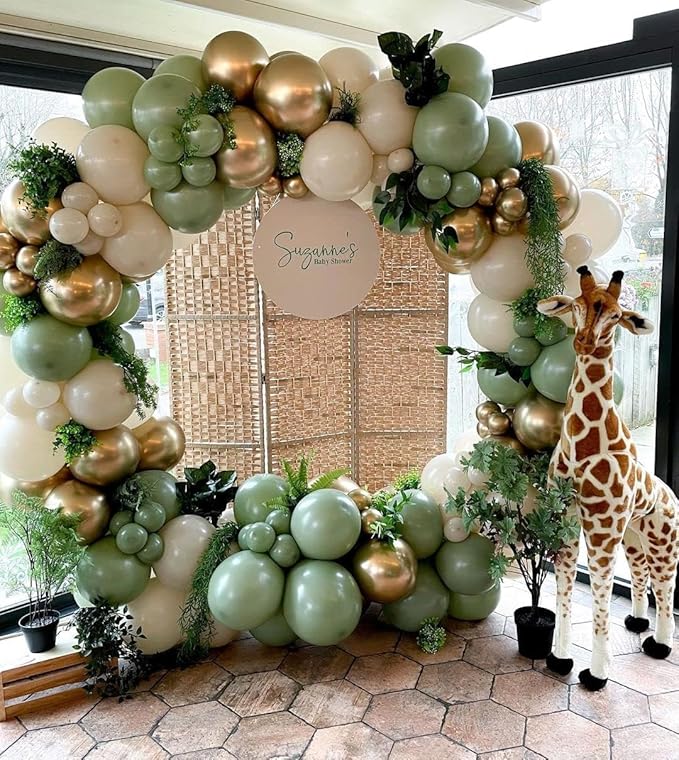 Sage Green White Sand Balloon Arch Kit - Image 7