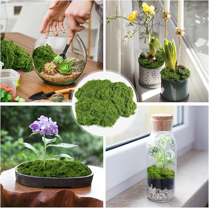 Fake Green Moss for Plants Indoor, 5.3OZ Artificial Moss for Potted Plants Decor - Image 5