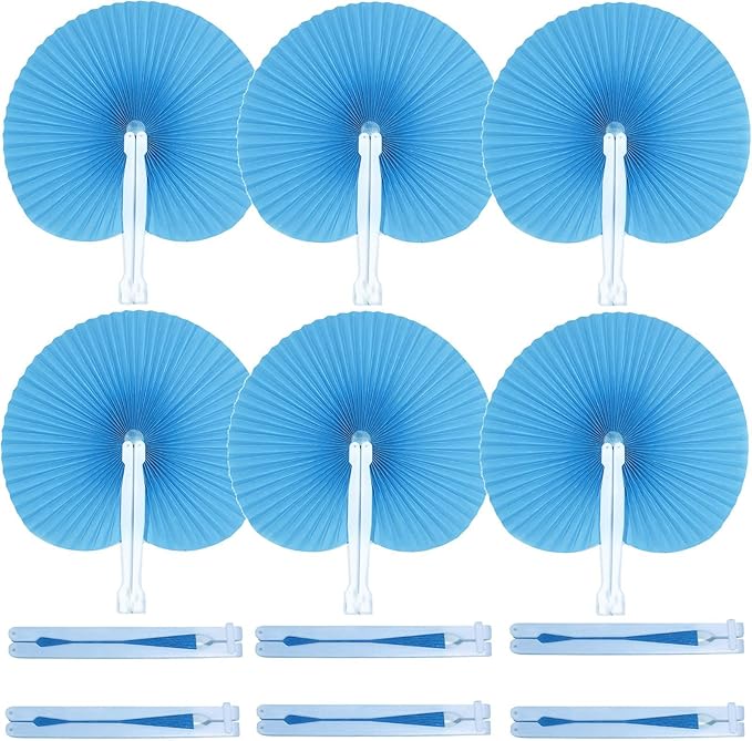 12 Packs Decorative Paper Folding Hand Fans Handheld by Bestage