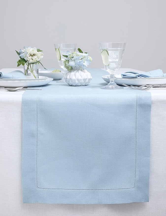 Solino Home Linen Sky Blue Table Runner 132 Inches Long by SolinoHome