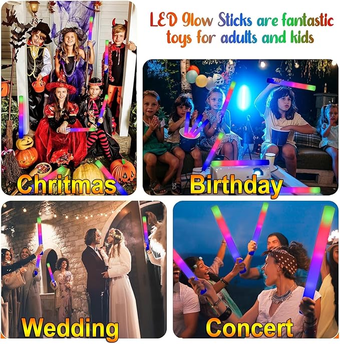 LifBetter Light Up Glow Sticks Bulk, LED Foam Sticks in The Dark - Image 5