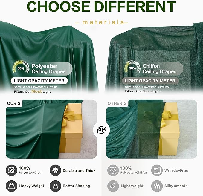 PartyVillage 20ft×15ft Forest Green Backdrop Curtain - Image 5