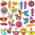 Xuhal 25 Pcs Happy Diwali Magnets Decoration Colorful Elephants Lanterns Oil by Xuhal