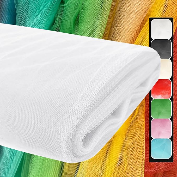 108 Inch 25 Yards White Tulle Fabric Roll, Extra Large Matte Tulle Netting Bolt by AblemeDeco