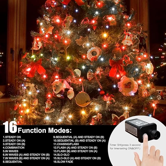 LAMPHOME 66ft Christmas Decorative Mini Lights, 200 LED Transparent Wire Fairy - Image 6