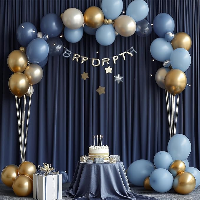 30ftx12ft Wrinkle Free Navy Blue Backdrop Curtain, 6 Panels 12FT Height Navy - Image 4