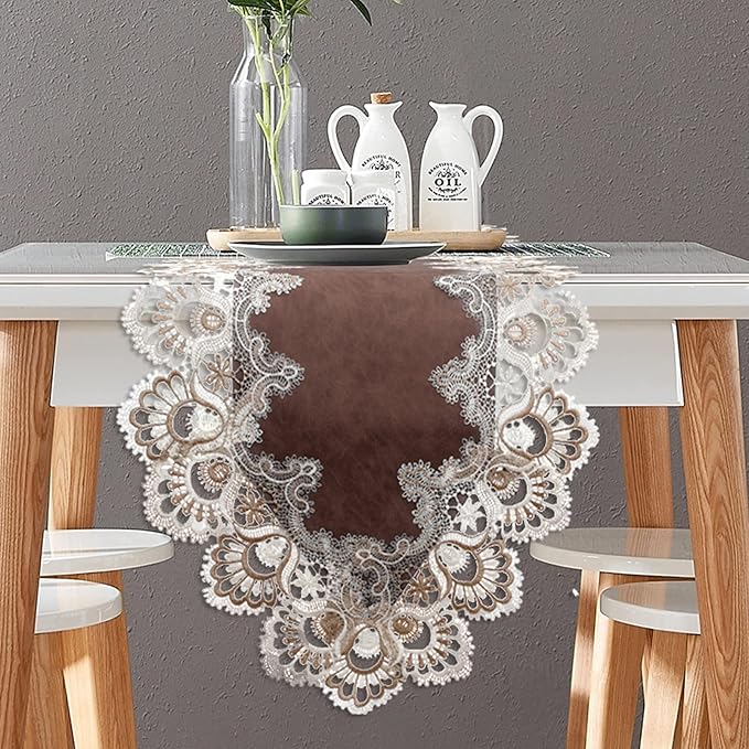 Vintage Lace Dining Table Runner, 72 Inches Macrame Coffee Table Runners by Fhberni