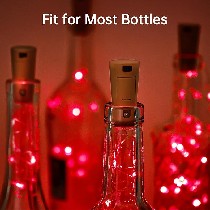 Aluan Wine Bottle Lights with Cork 10 Pack 20 LED Christmas Mini Fairy Lights - Image 4