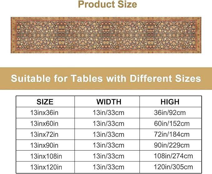 Vintage Boho Floral Table Runner, Rustic Country Farmhouse Orange Yellow Black - Image 2