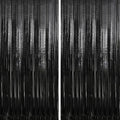 Crosize 8 Pack 3.3 x 9.9 ft Black Foil Fringe Curtains Party Decorations by Crosize