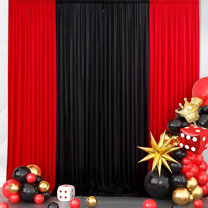 30ft x 15ft Red Wrinkle Free Backdrop Curtains - Image 7