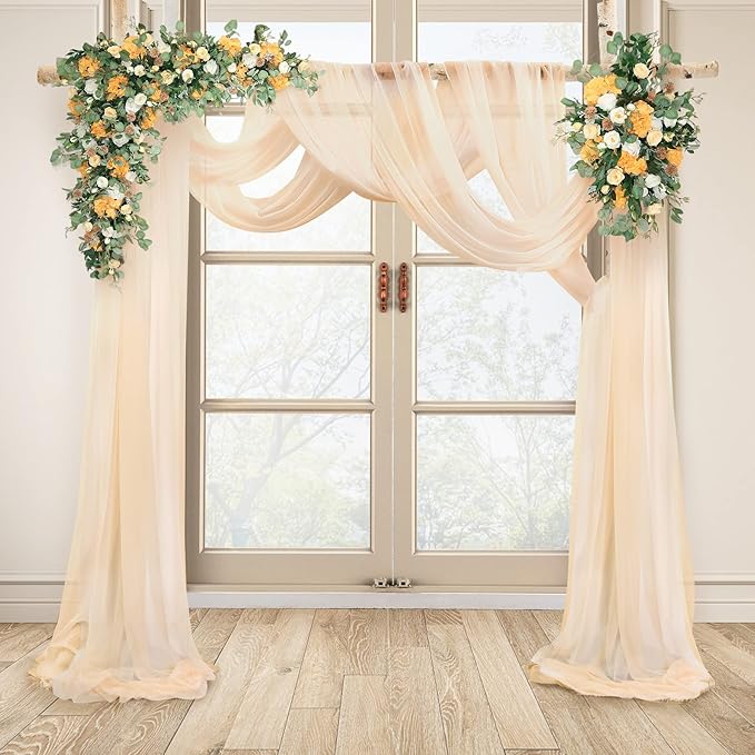 Arch Drapes for Wedding Arch Draping Fabric Champagne Sheer Backdrop Curtain - Image 7