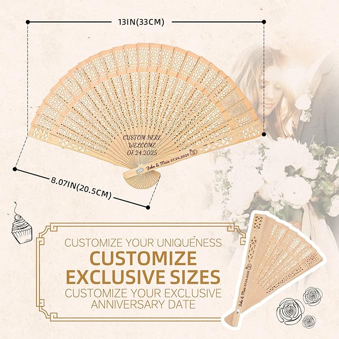 20pcs Personalized Wedding Fans - Image 2