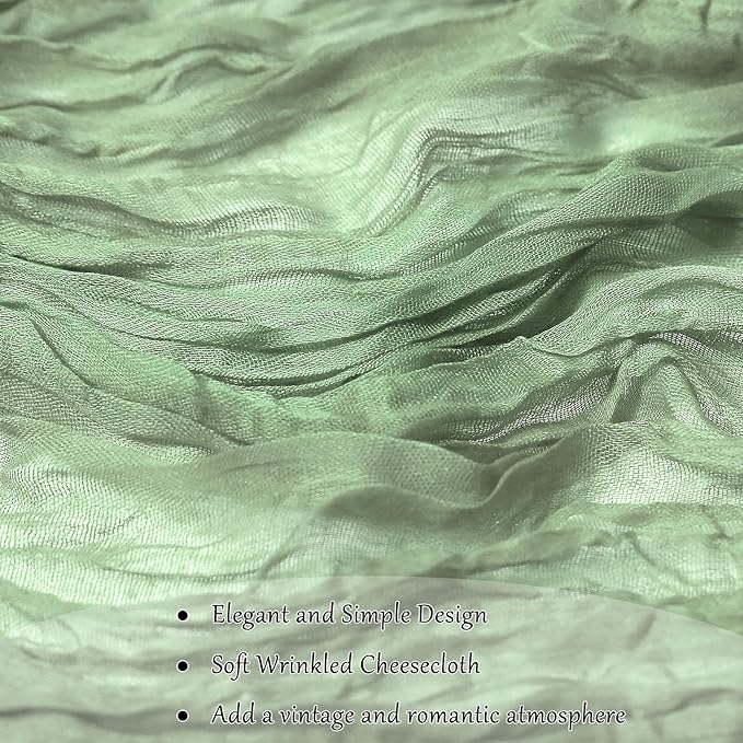 10-Pack Sage Green Cheesecloth Table Runners – 10FT Boho Rustic Gauze Fabric - Image 5
