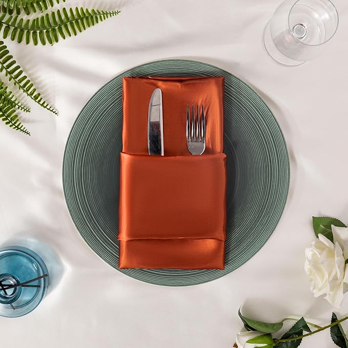 36 Pack Square Satin Dinner Napkins, 16x16 Inches Silky Soft Smooth Table Cloth - Image 4