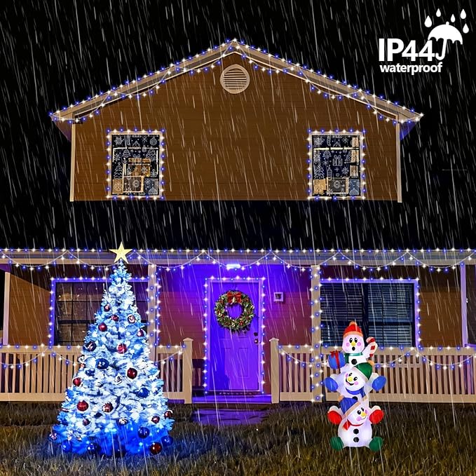 YEGUO 165ft 500 LED Blue and White Christmas Lights Outdoor Waterproof - Image 7