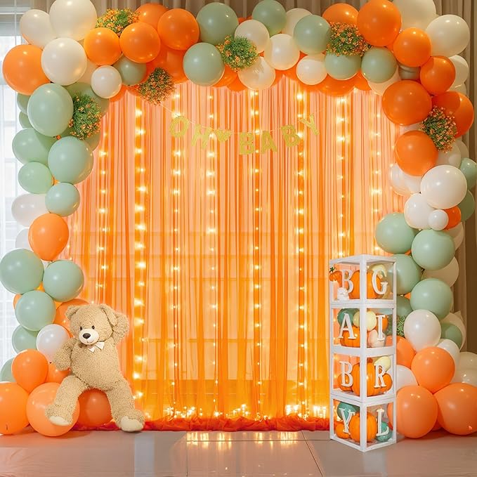 Orange Tulle Backdrop Curtain - Image 3
