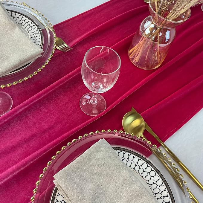 Velvet Table Runner, 10ft Luxurious Wedding Reception Decorations Soft Velvet - Image 4