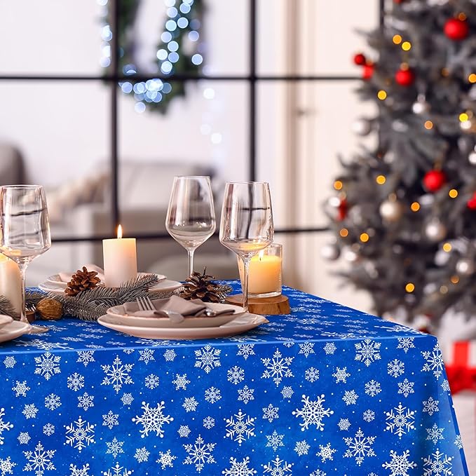 Jectivs 12 Pieces Christmas Snowflake Plastic Party Tablecloth Decorations - Image 5
