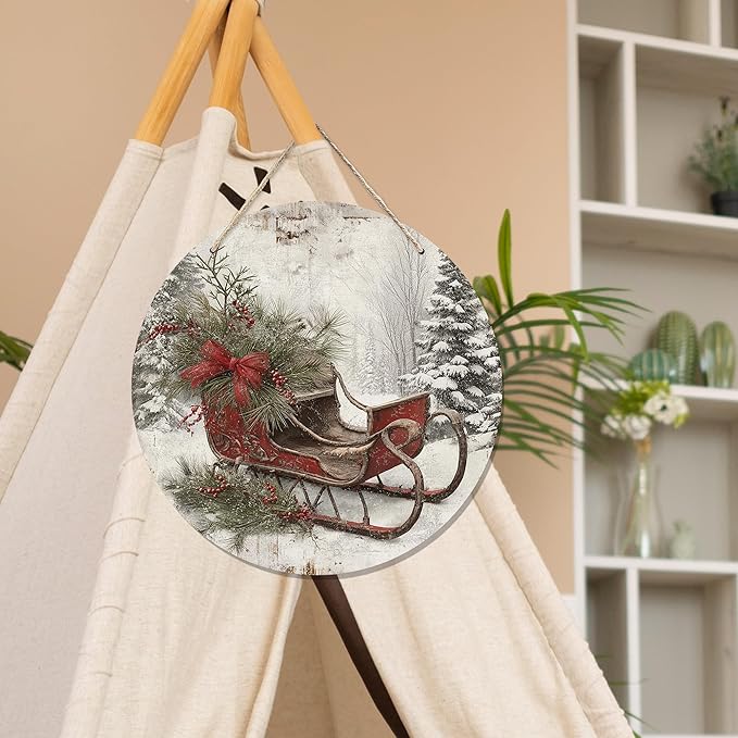 CGBHW Christmas Winter Sleigh Wooden Sign, Vintage Farmhouse Country Cozy - Image 5