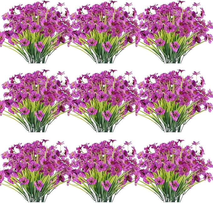 30 Bundles Artificial Flowers Outdoor UV Resistant Fake Flowers No Fade Faux by JEMONG